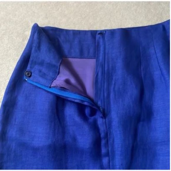 Vintage Cobalt Blue Linen Skirt - Picture 5 of 10